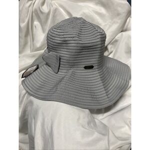 Sun 'N' Sand Classic Snap & Go Foldable Hat with Bow Trim (One Size - Grey )